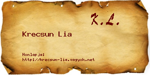 Krecsun Lia névjegykártya